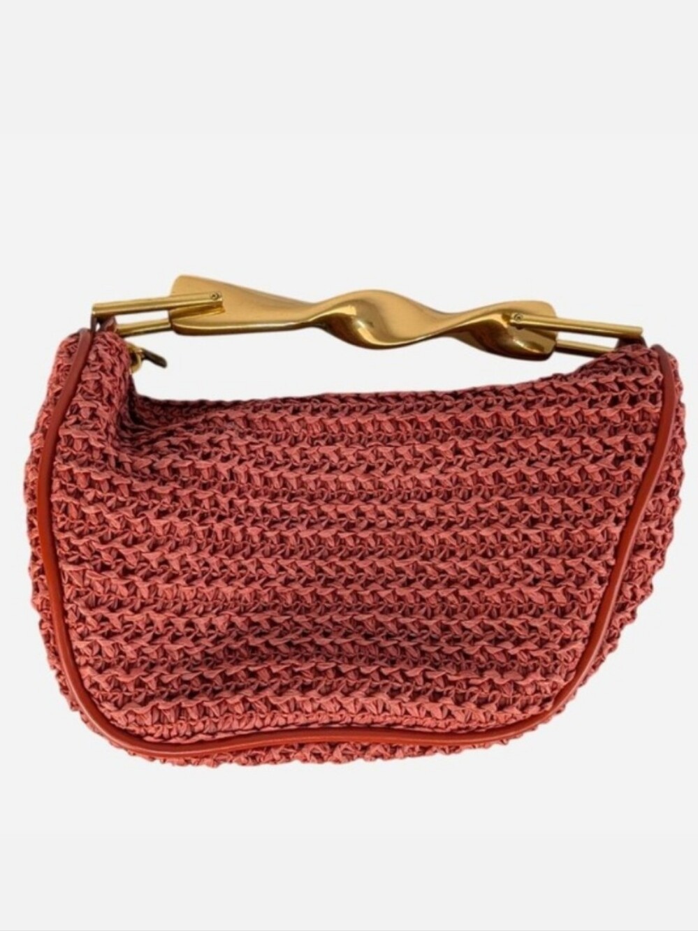 Zara Orange Crochet Bag Gold Wave Handle